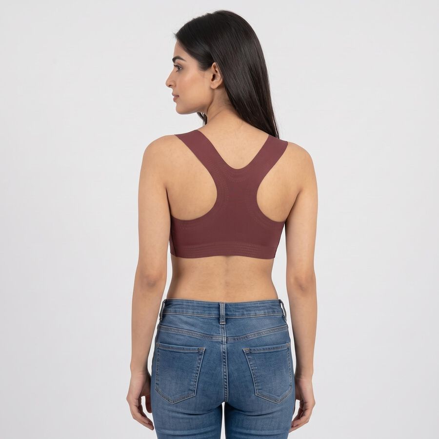 Women's Wine Scoop Neck Sports Bra, Wine, large