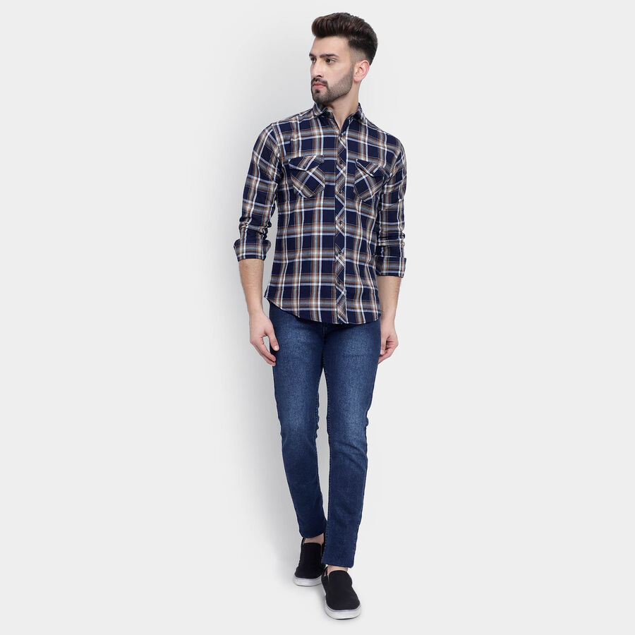 Cotton Checks Casual Shirt, Brown, large image number null