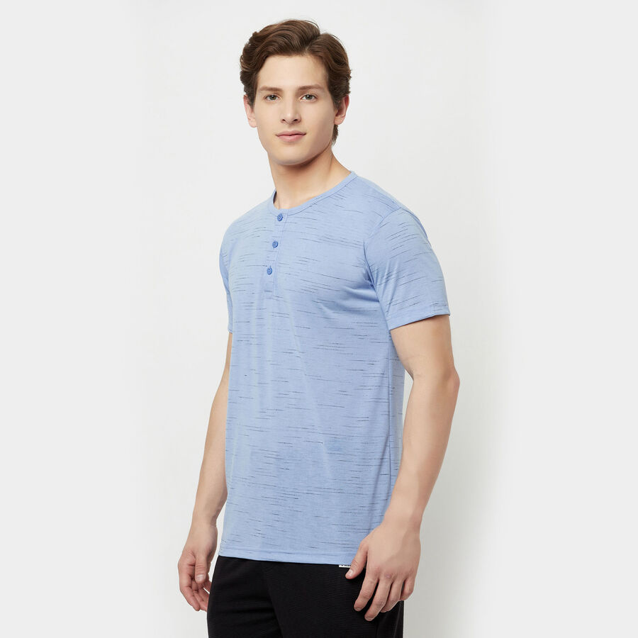 Solid Henley T-Shirt, Mid Blue, large image number null