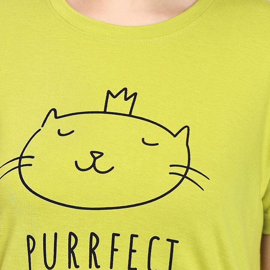 Ladies' Round Neck T-Shirt , Neon Green, large