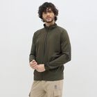 Men's Muted Olive Zip Athleisure Jacket, ओलिव, small image number null