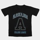 Girls Charcoal Round Neck Casual T-Shirt, Charcoal, small