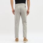 Men's Light Grey Slim Fit Flat-Front Casual Trousers, Light Grey, small image number null