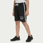 Boys Black Regular Fit Athletic Bermuda Shorts, काला, small