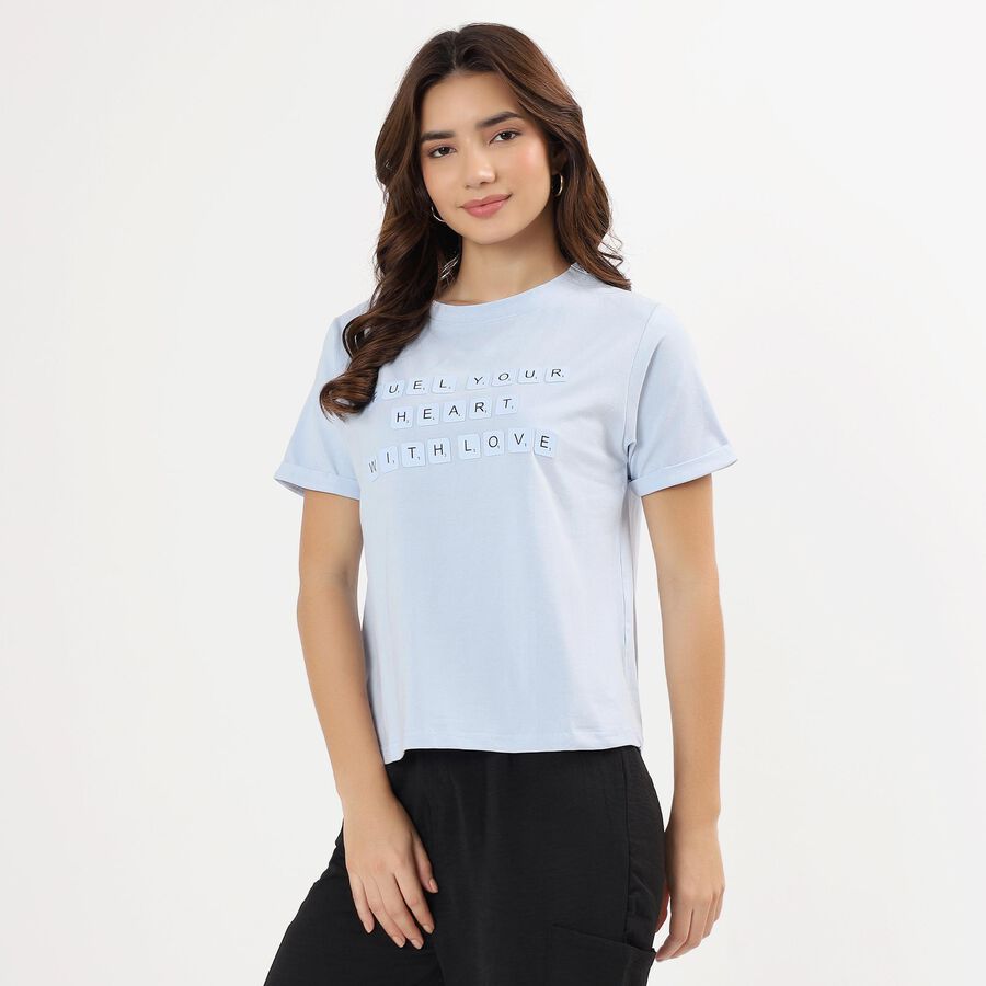 Ladies' Round Neck T-Shirt, Light Blue, large image number null