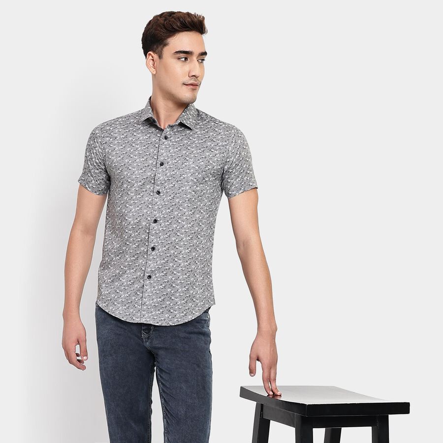 Men's 100% Cotton Casual Shirt, गहरा ग्रे, large image number null