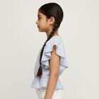 Girls Light Powder Blue Round Neck Casual T-Shirt, Light Blue, small image number null