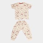 Boys Cotton Night Suit, Beige, small image number null