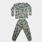 Boys Green Cotton Round Neck Baba Suit, हल्का हरा, small