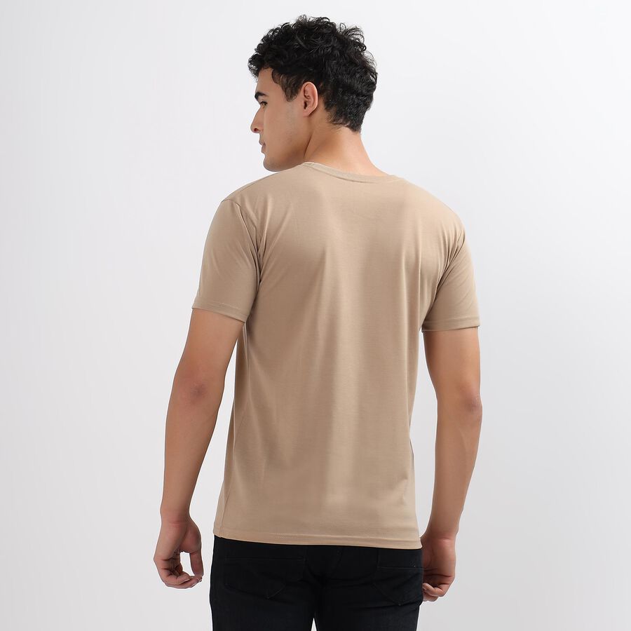 Men's Round Neck Half Sleeves T-Shirt, Beige, large image number null