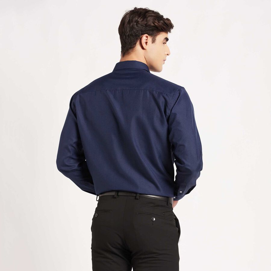 Solid Regular Collar Formal Shirt, Navy Blue, large image number null
