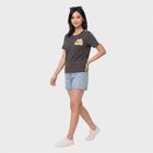 Women Charcoal Round Neck Regular T-Shirt, Dark Grey, small