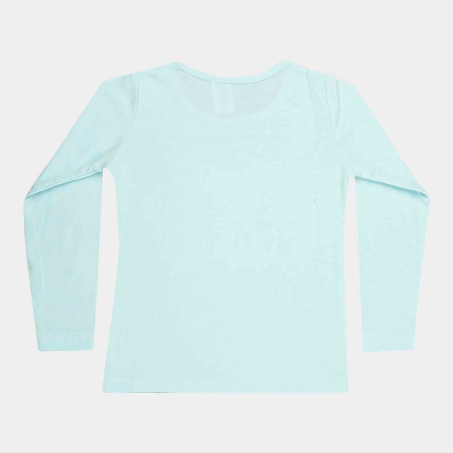 Girls Regular Round Neck Top, Aqua, large image number null