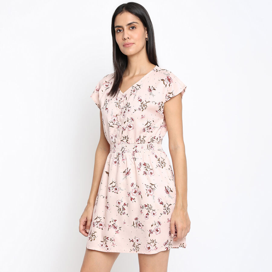 Printed A Line Dress, Light Pink, large image number null