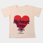 Girls Pink Round Neck Regular T-Shirt, हल्का गुलाबी, small