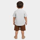Infants' Beige 100% Cotton Mandarin Collar Striped Baba Suit, Beige, small