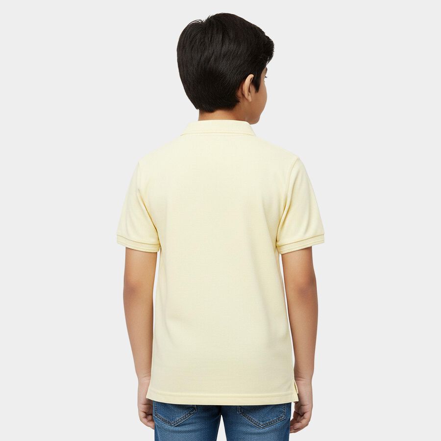 Boys' Yellow Round Neck Casual T-Shirt, पीला, large