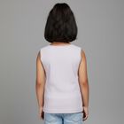 Girls' Soft Lavender Cotton Round Neck Sleeveless Vest, लाइलेक, small image number null