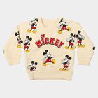 Infants' Beige Cotton Round Neck Pullover Sweatshirt, गहरा पीला, small