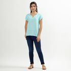 Women's Light Aqua Blue Notch Neck Printed Kurti, Aqua, small image number null