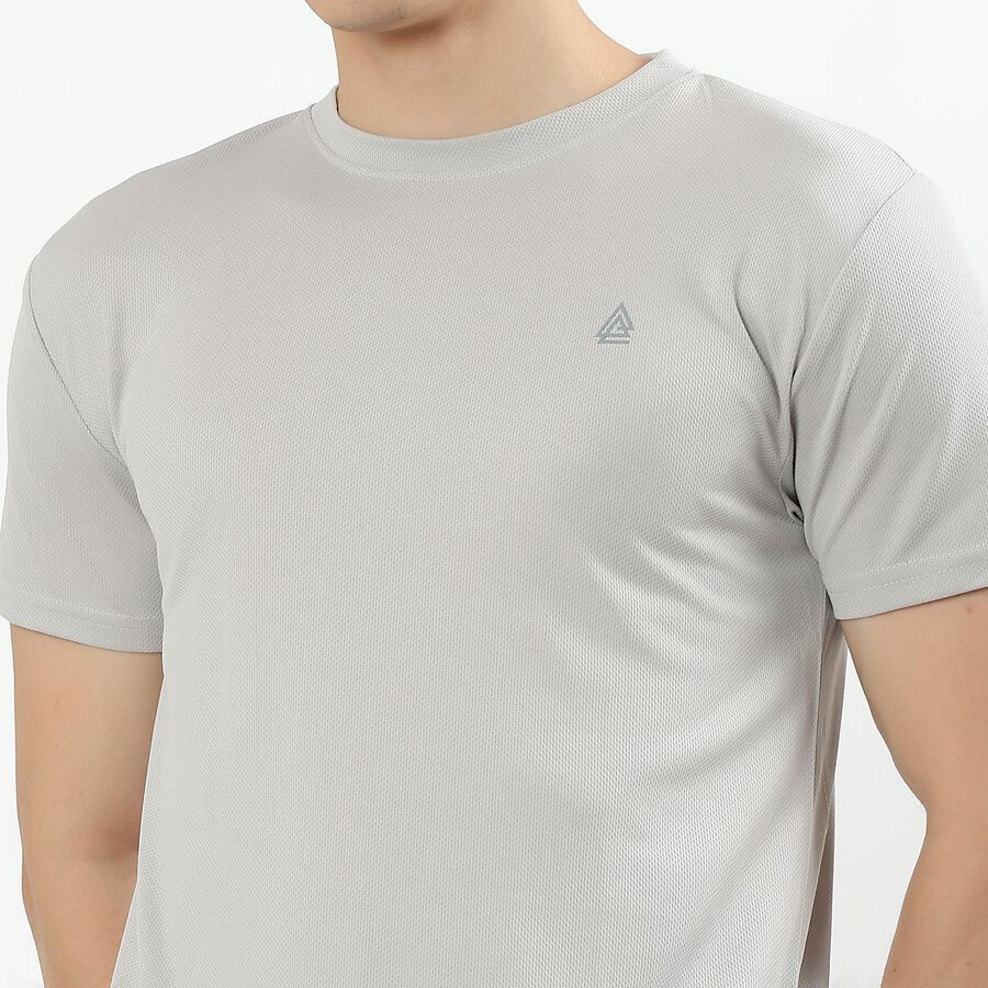 Men's Light Grey Crew Neck Athleisure T-Shirt, Light Grey, large image number null