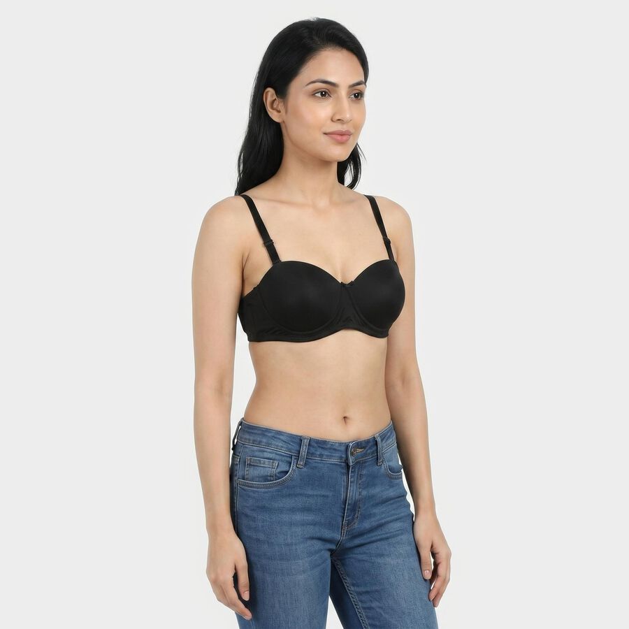 Women's Black Regular T-Shirt Bra, Black, large