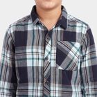 Boys' Green Cotton Spread Collar Regular Fit Casual Shirt, Dark Green, small