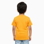 Boys Bright Orange Cotton Crew Neck Casual T-Shirt, Orange, small