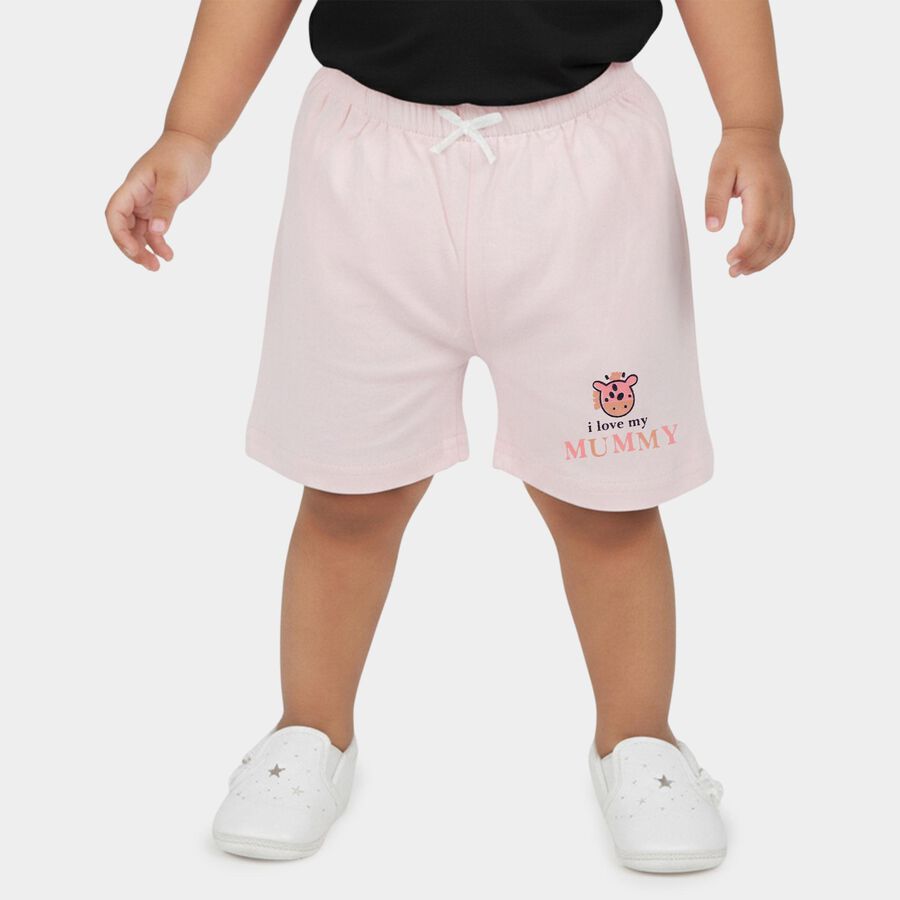 Infants Pink Cotton Half Pant, Light Pink, large