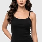 Women Black Cotton Scoop Neck Camisole Slips, काला, small