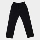 Boys' Navy Blue Cotton Regular Fit Trousers, Navy Blue, small