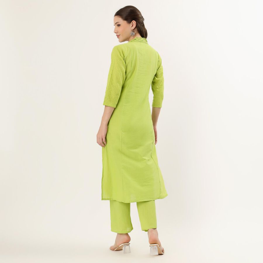 Women's Light Sage Green 100% Cotton Printed Ethnic Set, हल्का हरा, large