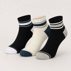 Men's Ankle Length Socks Pack of 3 ( Ecru, Black, Navy ), Black, small
