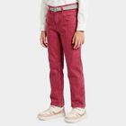 Girls Pink Straight Fit Solid Jeans, Pink, small