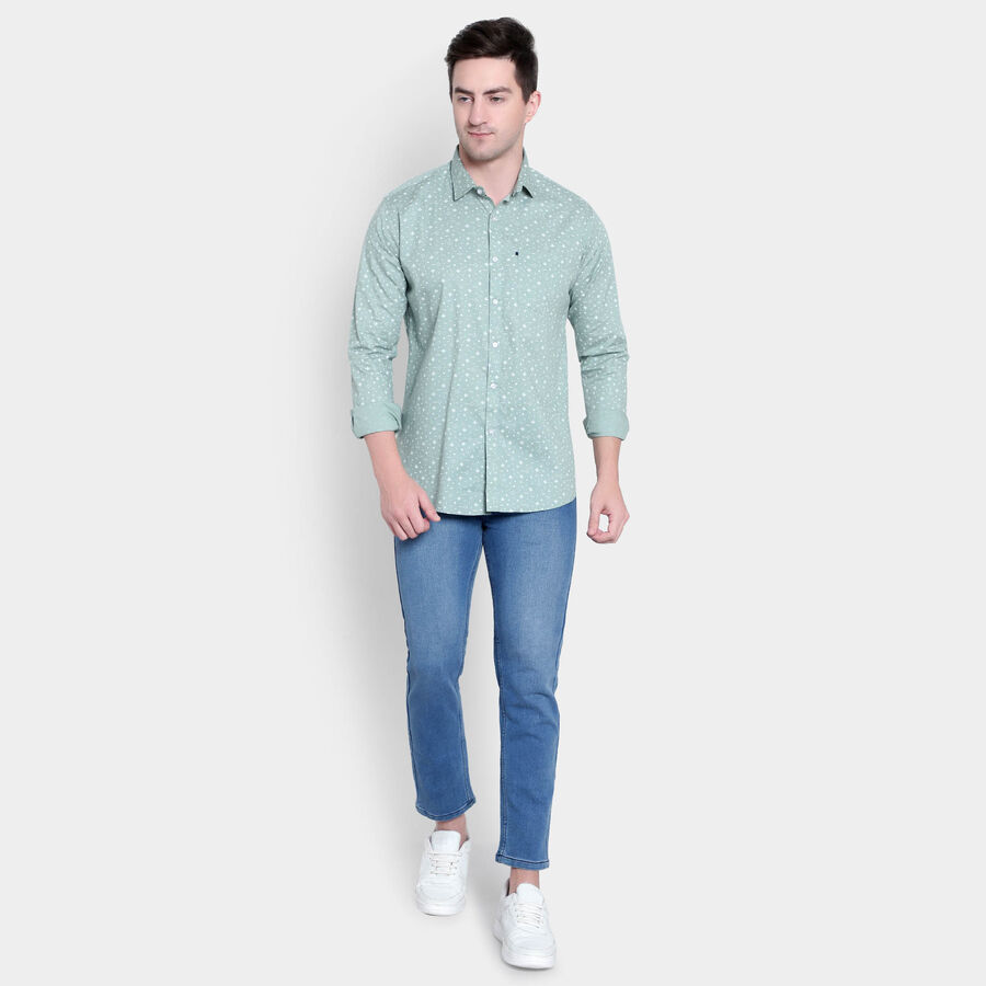 Cotton Printed Casual Shirt, Light Green, large image number null