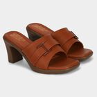 Women's Tan Slip-On Block Heel Sandals, Tan, small