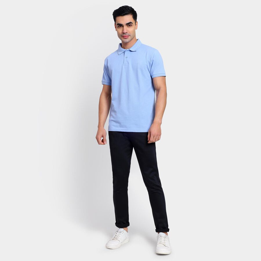 Men's Collared Half Sleeves T-Shirt , हल्का नीला, large