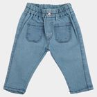 Infants Light Blue Straight Fit Elastic Waist Jeans, मध्यम नीला, small