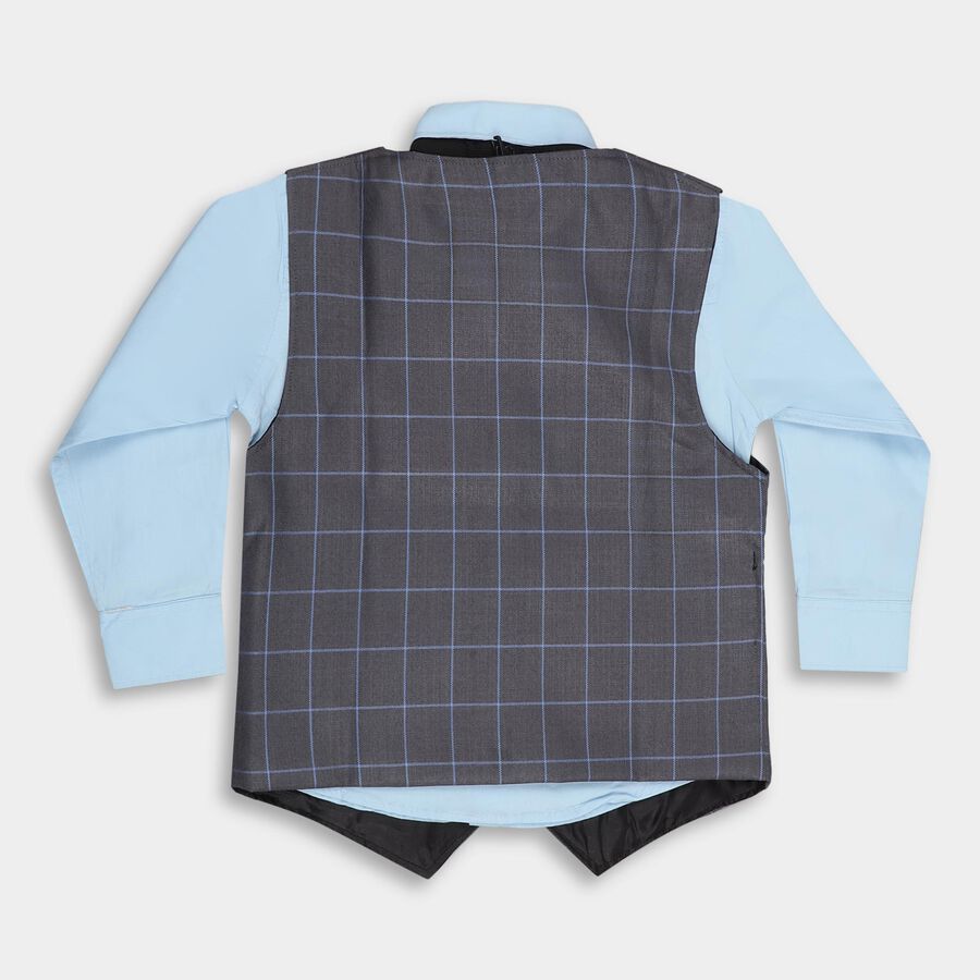 Boys' Grey Cotton Classic Collar Casual Shirt, गहरा ग्रे, large image number null