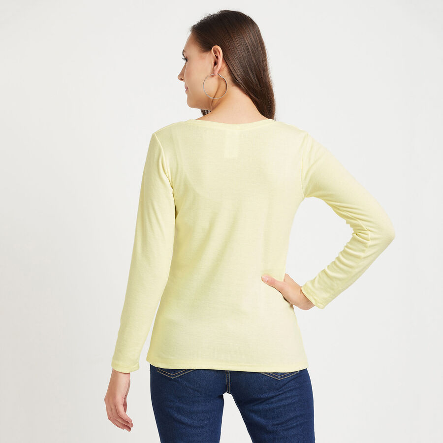 Solid Round Neck Top, Yellow, large image number null
