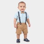 Infants' Light Blue 100% Cotton Collar Neck Suspender Baba Suit, Mid Blue, small