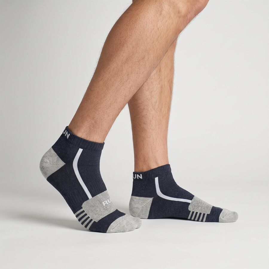 Men's Regular Fit Text Print Pack of 3 Socks ( Black, Grey, Blue ), काला, large