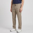 Men's Olive Green Slim Fit Drawstring Chino Trousers, Light Green, small