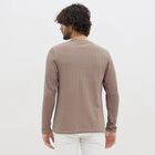 Men's Muted Taupe Brown Crew Neck Casual T-Shirt, Khaki, small image number null