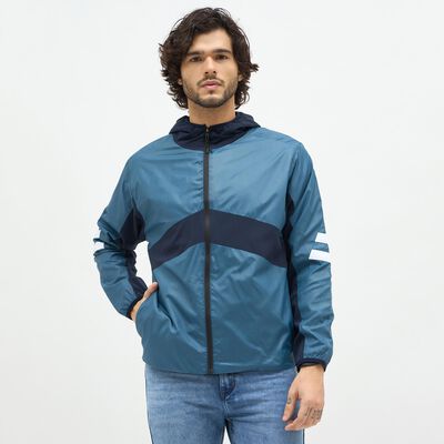 Men's Midnight Blue Hooded Casual Jacket
