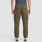 Men's Olive Green Slim Fit Cargo Trousers, Olive, small