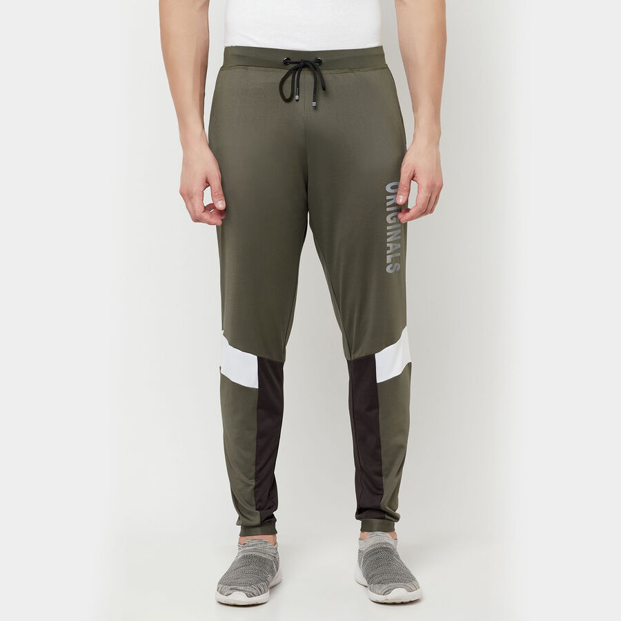Cut & Sew Slim Track Pants, Olive, large image number null