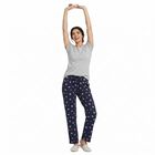 Women's Navy Blue Straight Fit Star Printed Pyjama, नेवी ब्लू, small