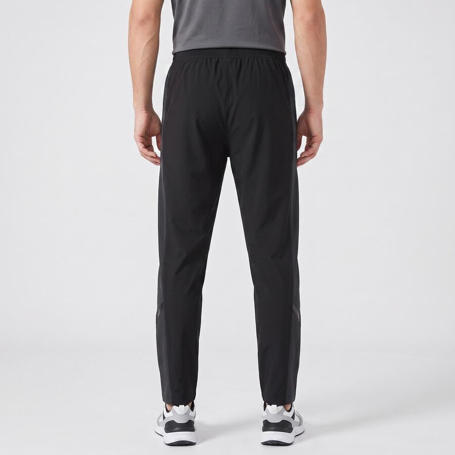 Men's Black Side-Striped Track Pants, काला, large