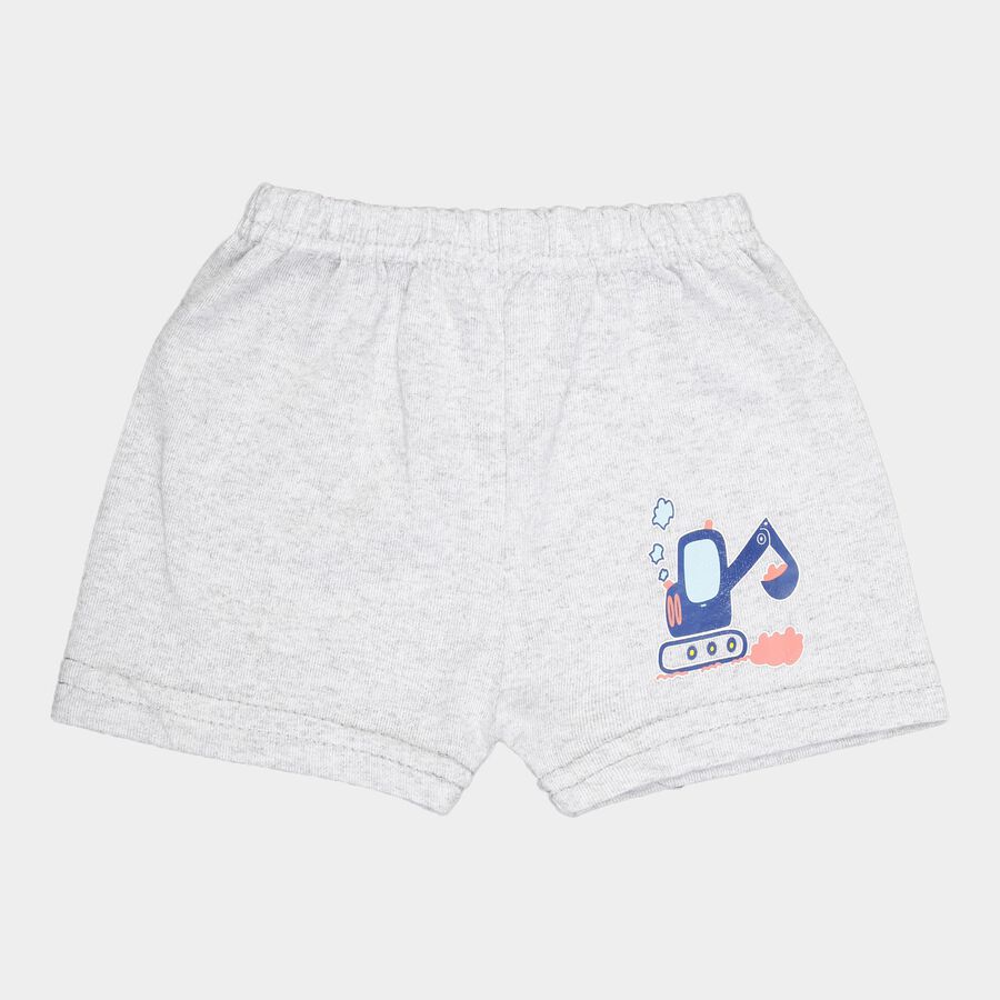 Infants Solid Elasticated Half Pant, Melange Light Grey, large image number null